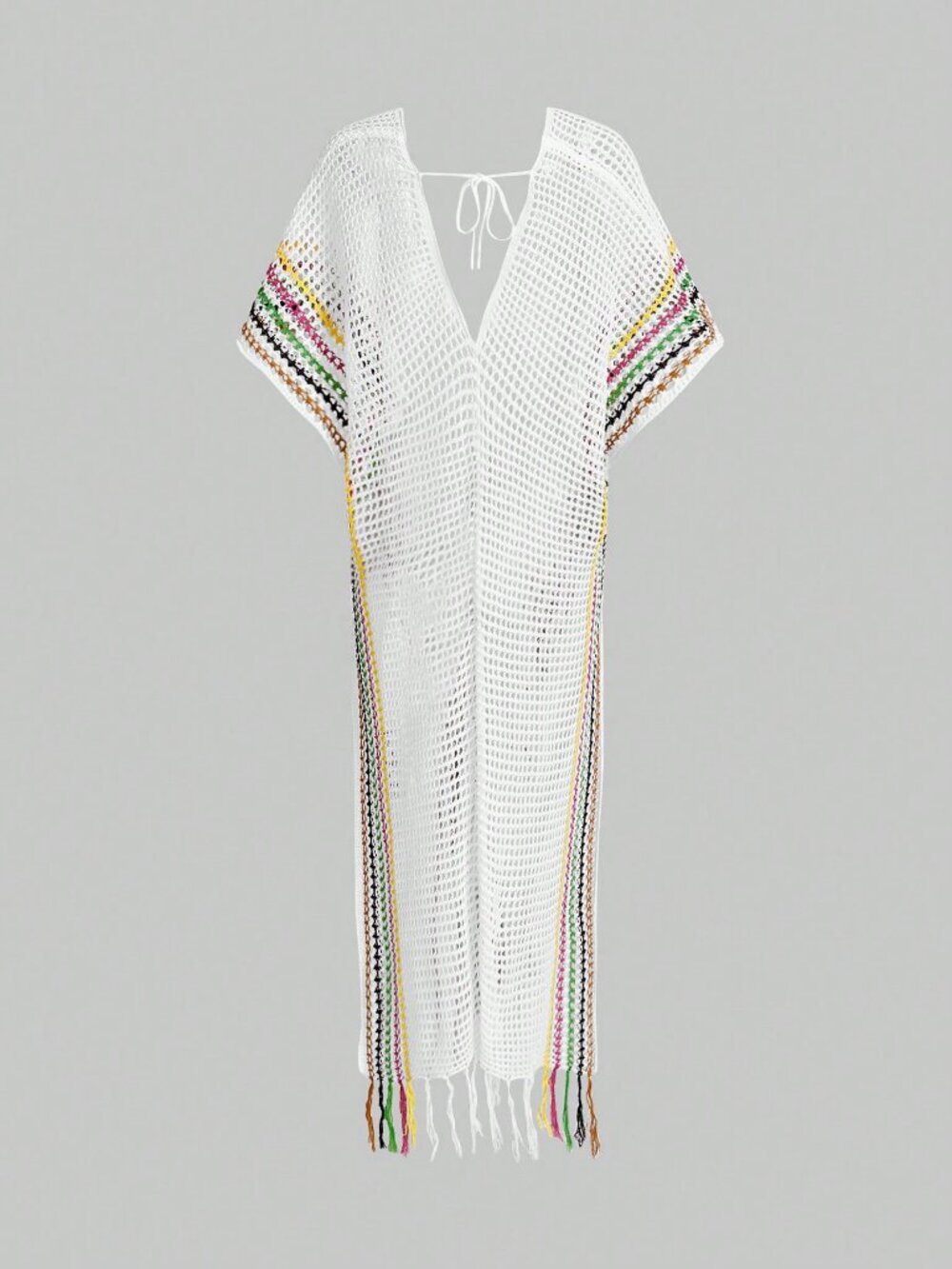 White Sexy Women's Halter Neck Knit See-Through Dress Maxi Outfit - Picture 2 of 6